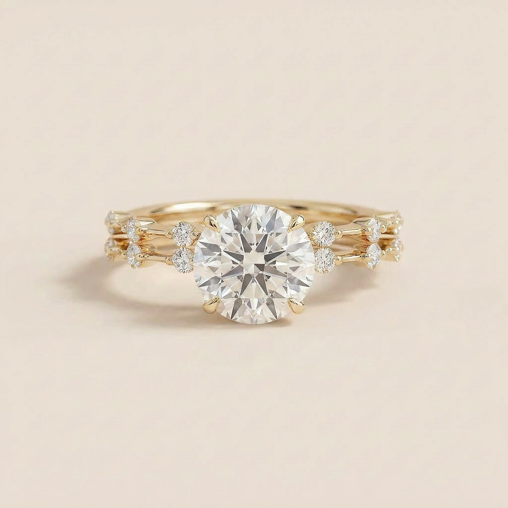 Moissanite 3.45 CT Round Cut Diamond Solitaire Ring