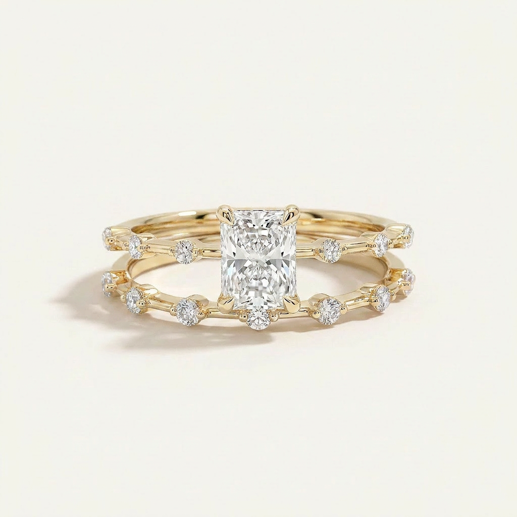 Moissanite 2.90 CT Radiant & Round Cut Diamond Solitaire Ring