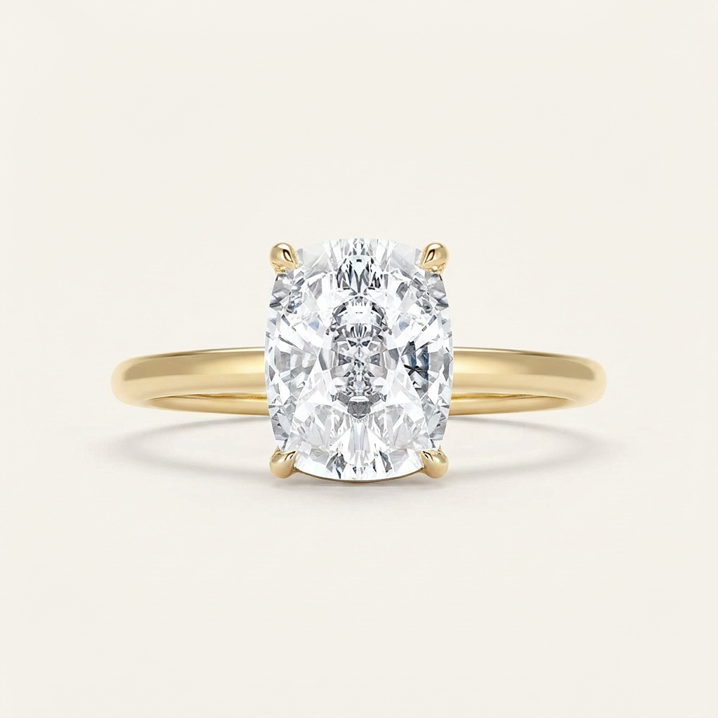 Lab Grown 2.00 CT Elongated Cushion Cut Diamond Solitaire Ring