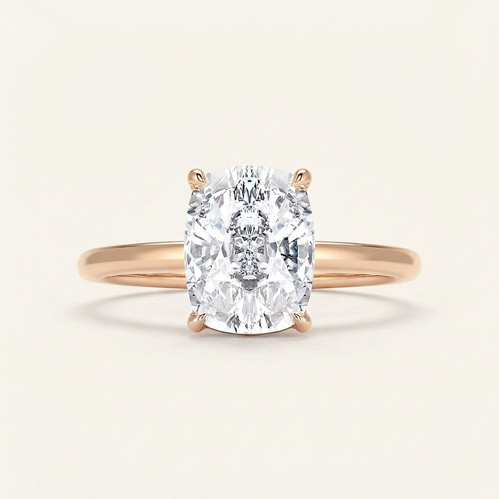 Lab Grown 2.00 CT Elongated Cushion Cut Diamond Solitaire Ring