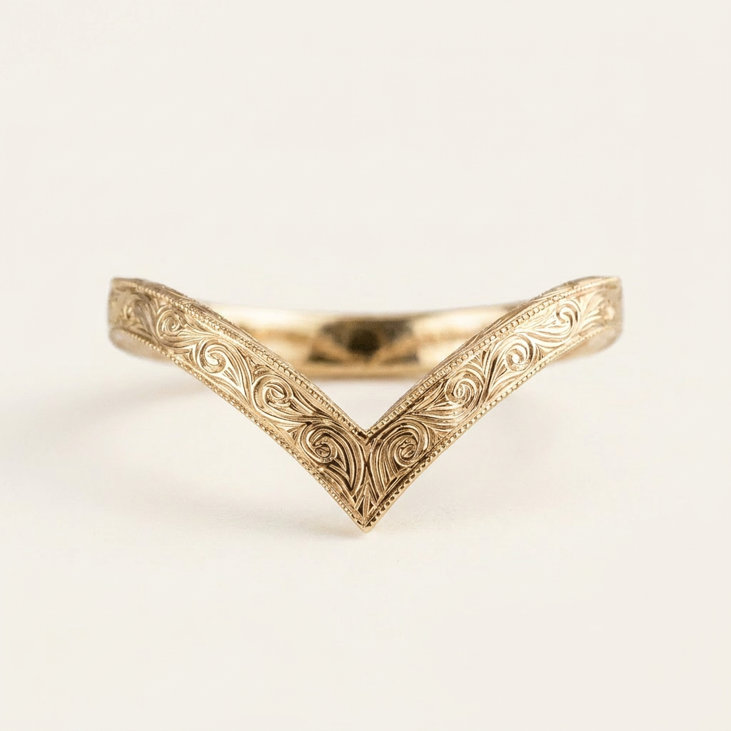 Minimalist V-Shape Plain Wedding Band