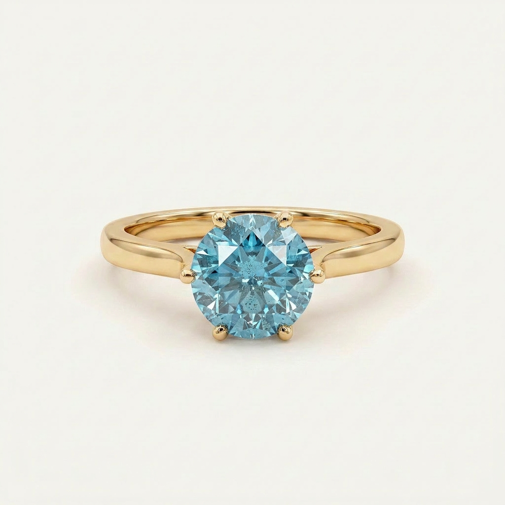 Moissanite 2.35 CT Portuguese Round Cut Diamond Solitaire Ring