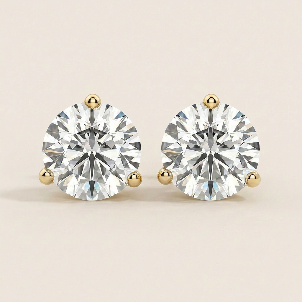 Moissanite 1.00 CT Round Cut Diamond Stud Earrings (V2)