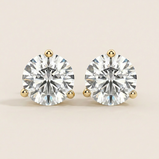 Moissanite 1.00 CT Round Cut Diamond Stud Earrings (V2)