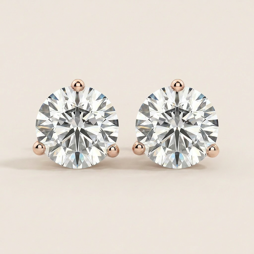 Moissanite 1.00 CT Round Cut Diamond Stud Earrings (V2)