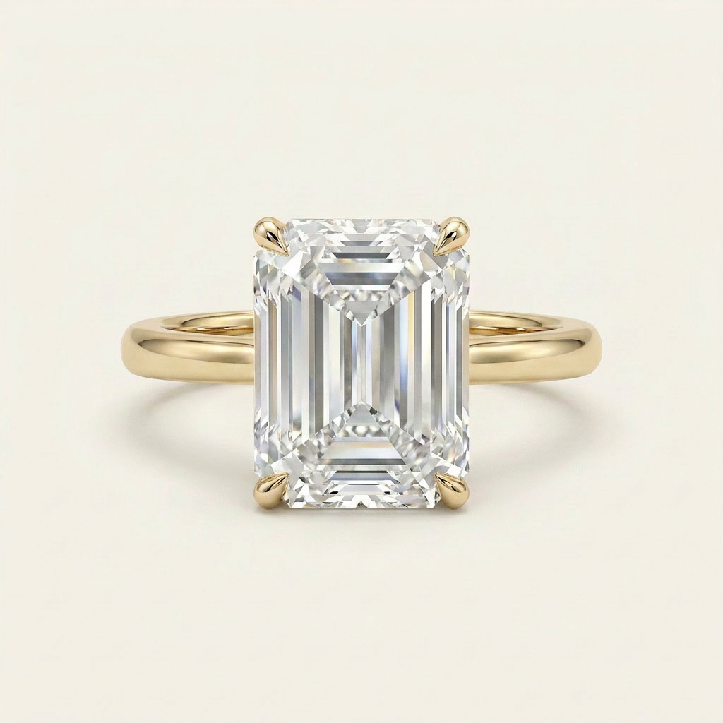 Moissanite 2.40 CT Emerald Cut Diamond Solitaire Ring