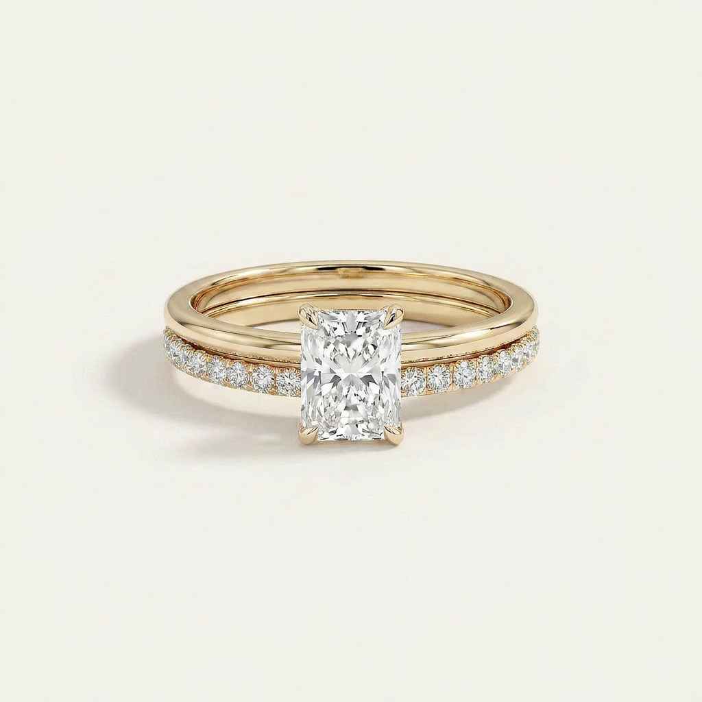 Moissanite 2.75 CT Radiant Cut Diamond Solitaire Ring (V-Edwardian)