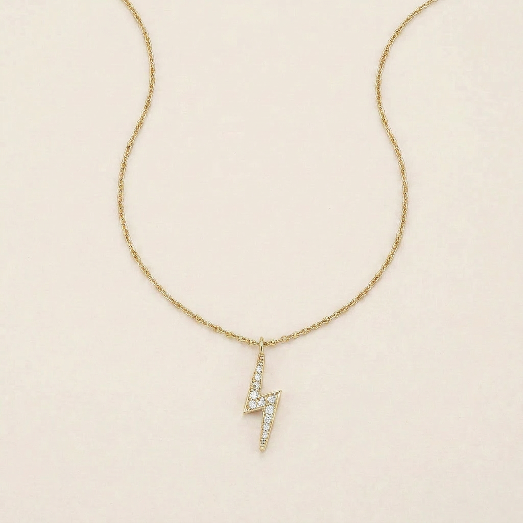 Moissanite 0.50 CT Round Cut Diamond Lightning Bolt Necklace