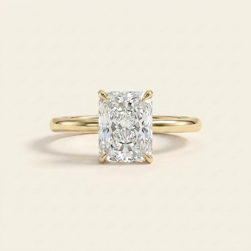 Moissanite 2.75 CT Radiant Cut Diamond Solitaire Ring (V-Edwardian)