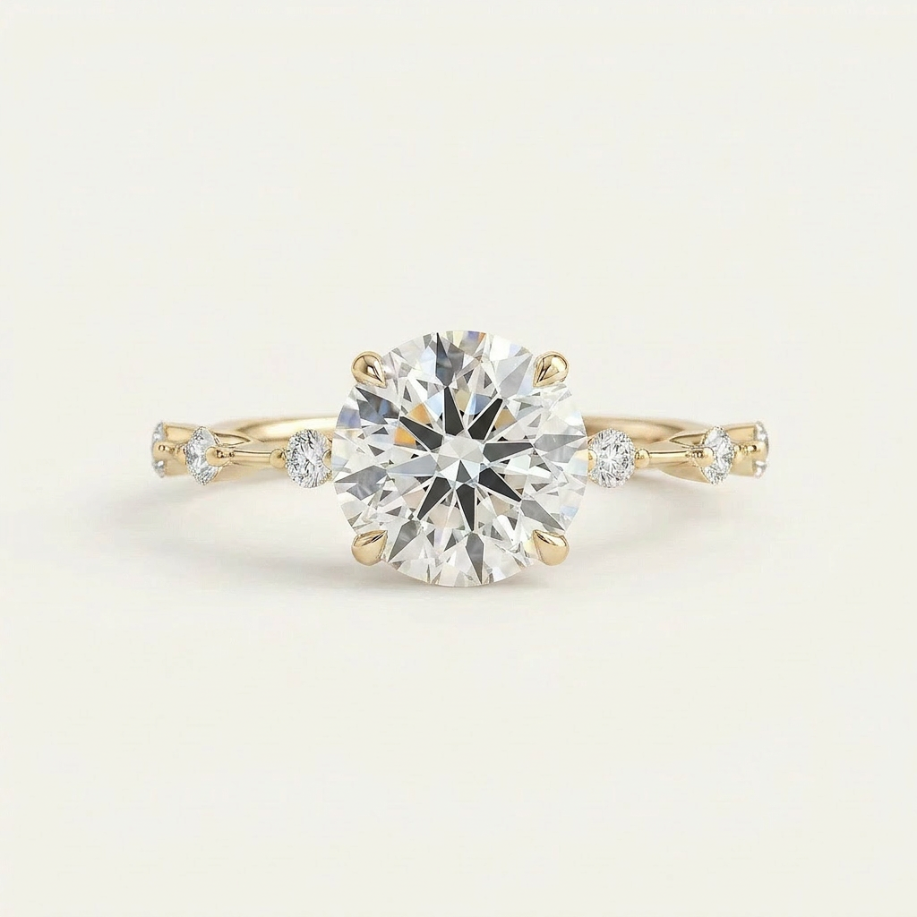 Moissanite 3.45 CT Round Cut Diamond Solitaire Ring