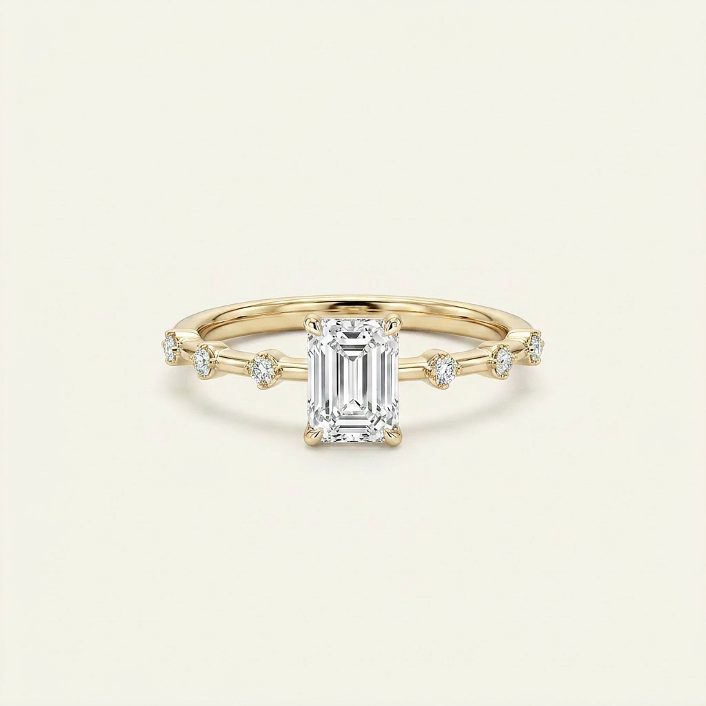 Moissanite 2.90 CT Radiant & Round Cut Diamond Solitaire Ring