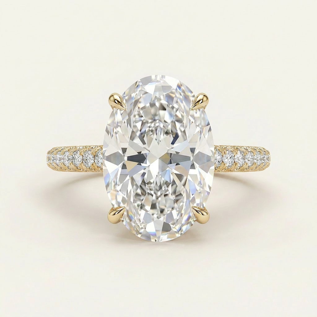 Moissanite 3.50 CT Oval & Round Cut Diamond Solitaire Ring (V-Bohohippie)