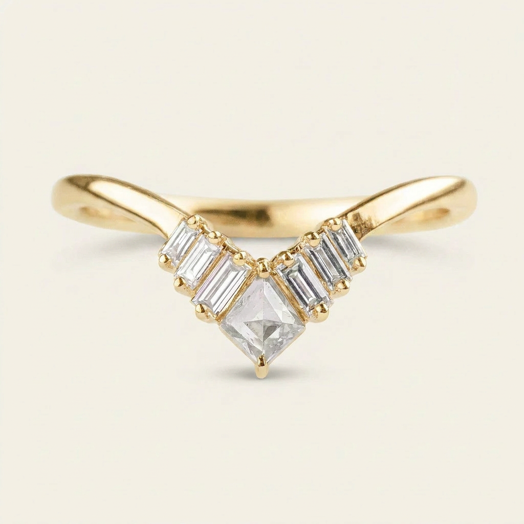 0.34 CT Kite Cut Salt and Pepper Diamond Ring