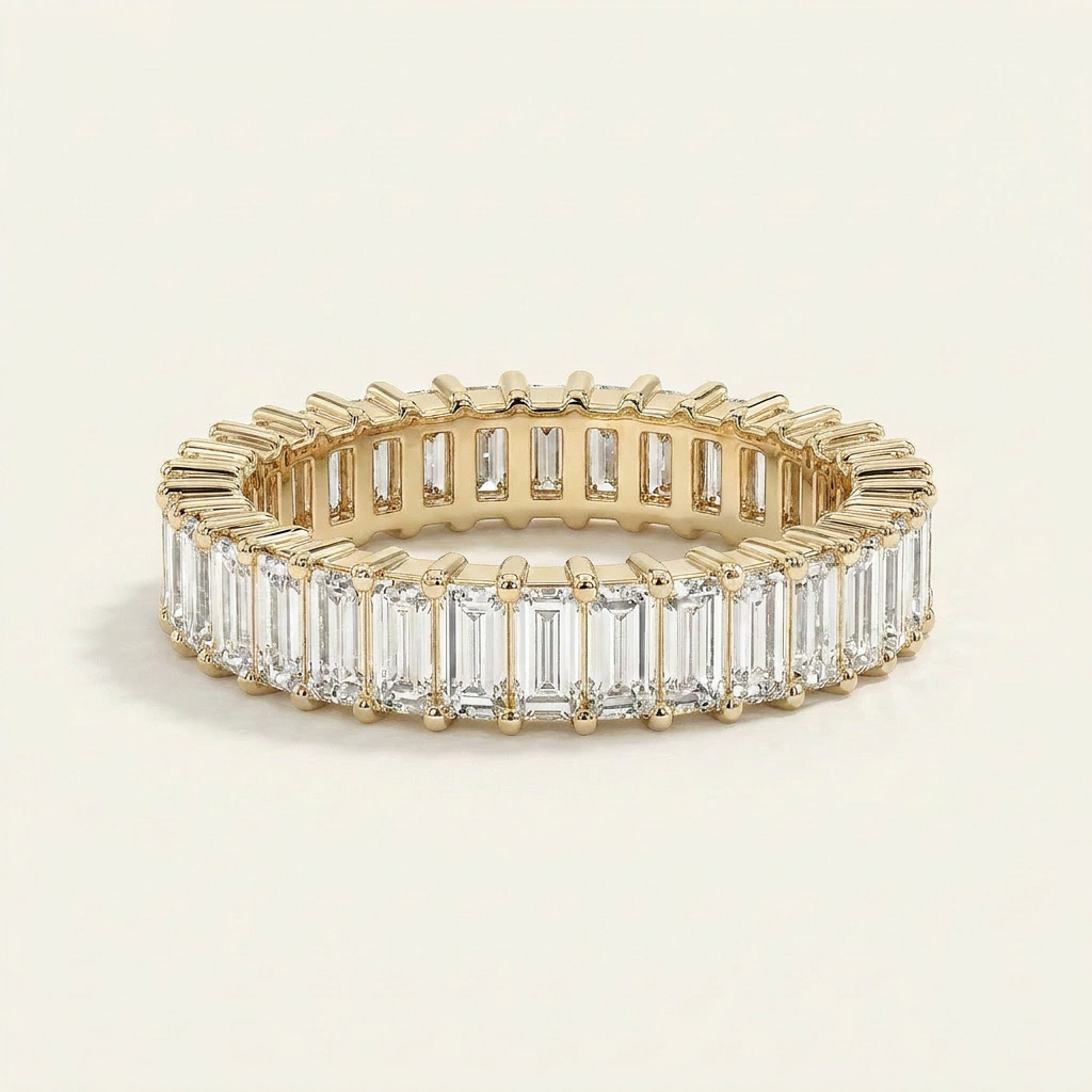 Moissanite 4.05 CT Baguette Cut Diamond Ring