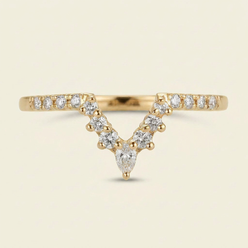 Moissanite 0.33 CT Pear & Round Cut Diamond Ring