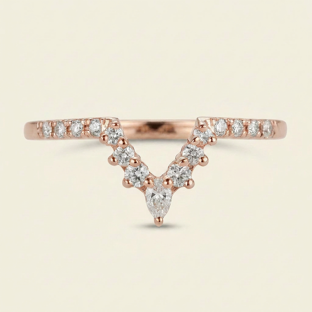 Moissanite 0.33 CT Pear & Round Cut Diamond Ring