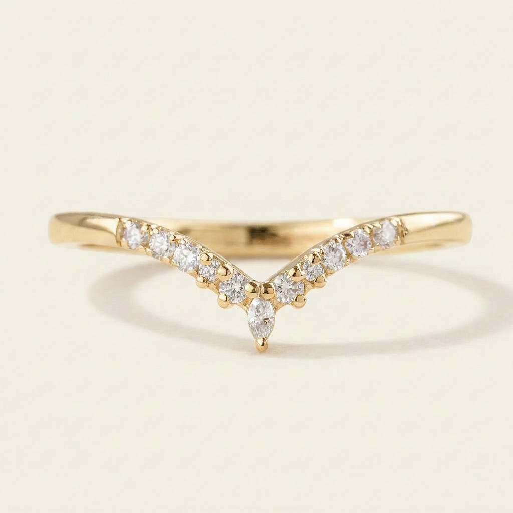 Moissanite 0.18 CT Marquise & Round Cut Diamond Ring