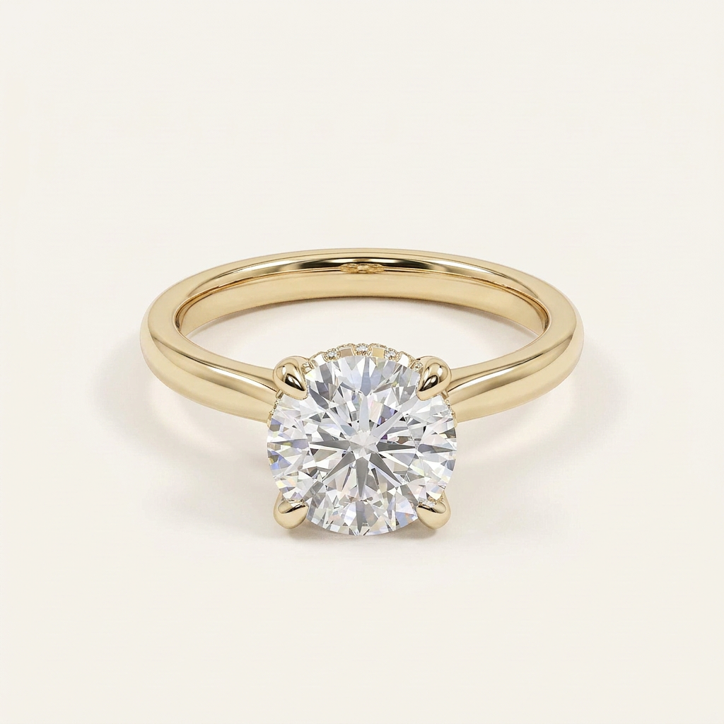 Lab Grown 2.50 CT Round Cut Diamond Hidden Halo Ring