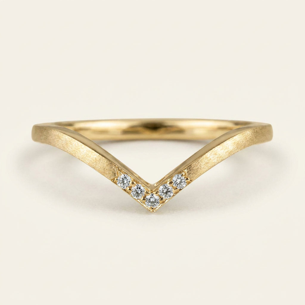 Moissanite 0.20 CT Round Cut Diamond Ring (V-Midcentury)