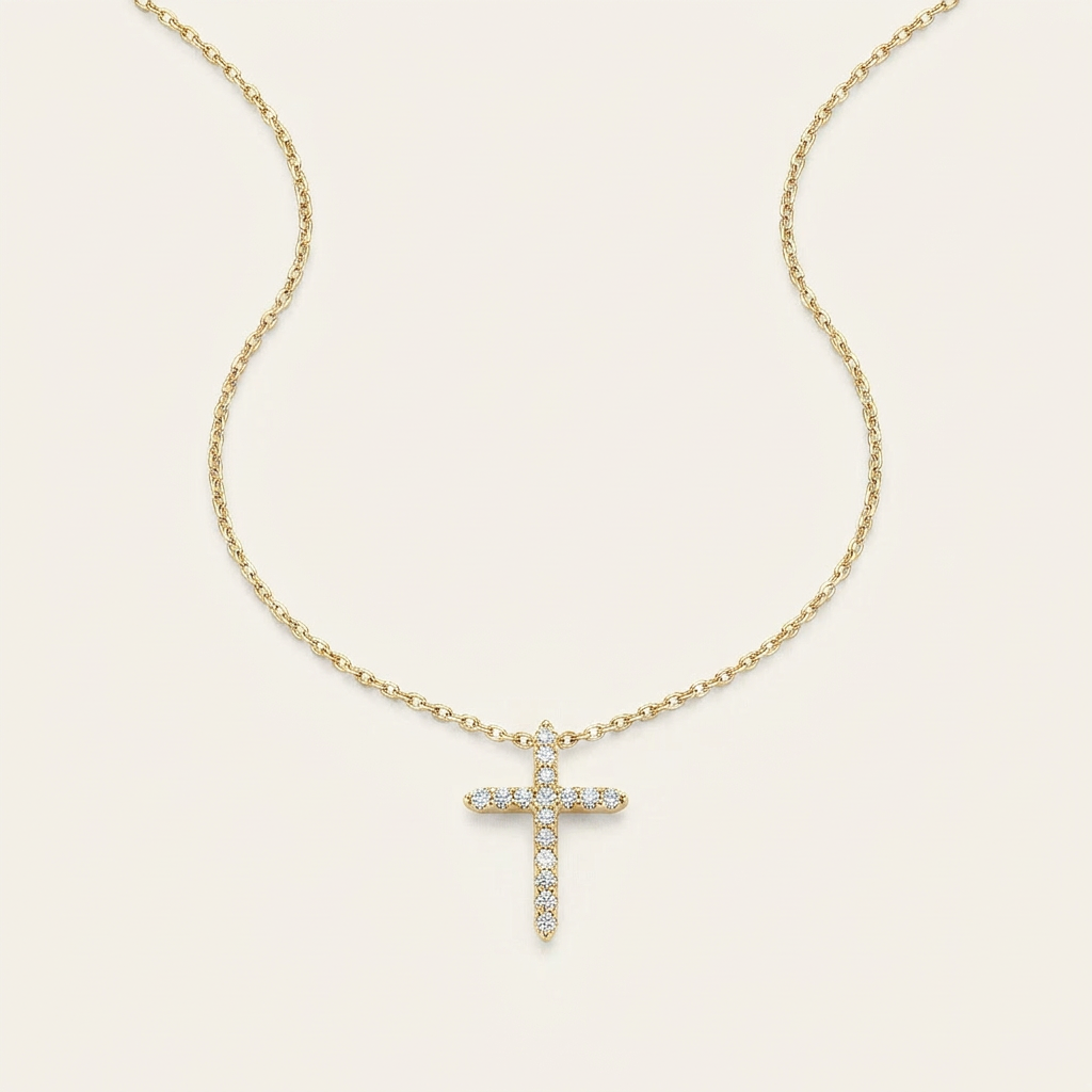 Moissanite 2.00 CT Round Cut Diamond Cross Necklace