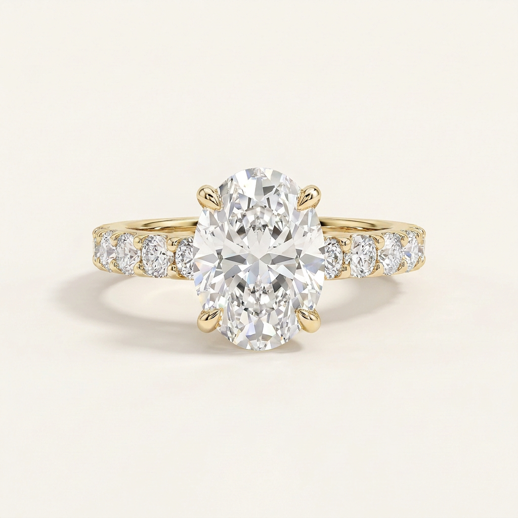 Lab Grown 2.50 CT Oval Cut Diamond Hidden Halo Ring