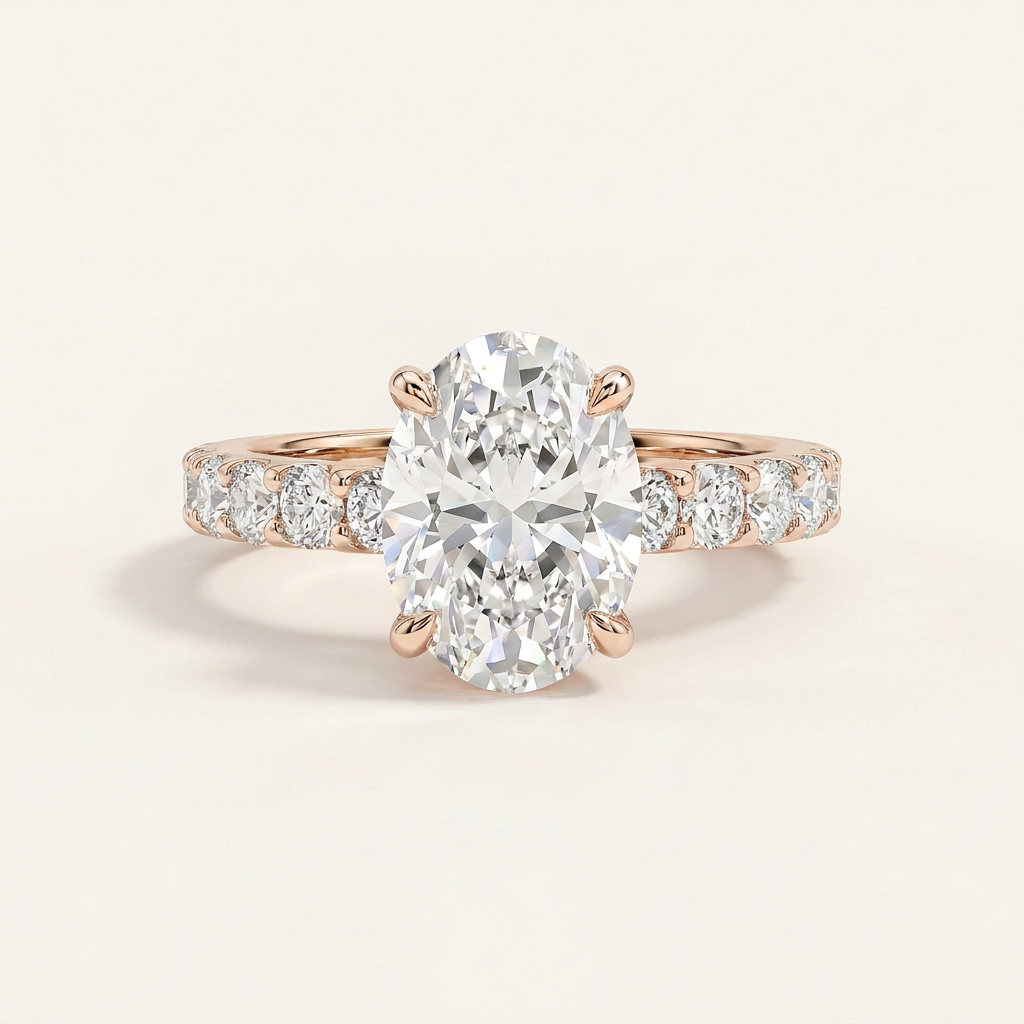 Lab Grown 2.50 CT Oval Cut Diamond Hidden Halo Ring