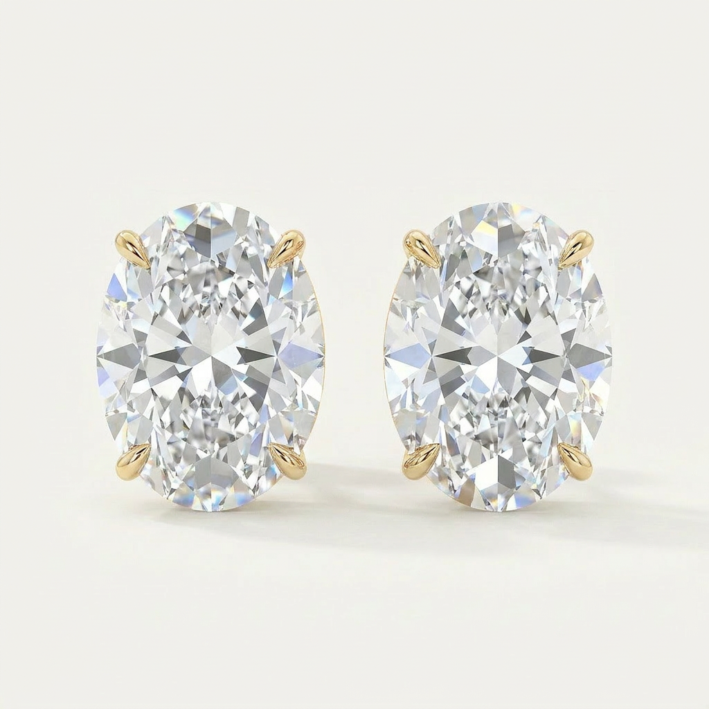 Moissanite 1.00 CT Oval Cut Diamond Stud Earrings (V3)