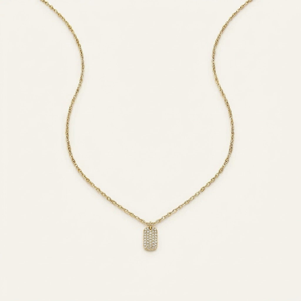 Moissanite 0.30 CT Round Cut Diamond Tag Pendant Necklace