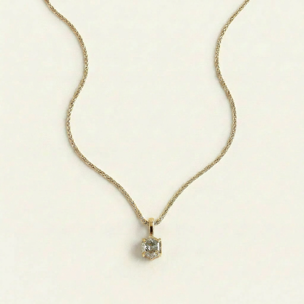 1.41 CT Hexagon Cut Salt and Pepper Diamond Necklace