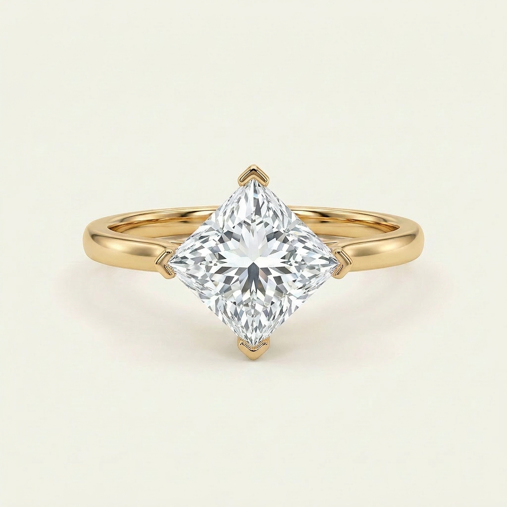 Moissanite 2.53 CT Princess Cut Diamond Solitaire Ring