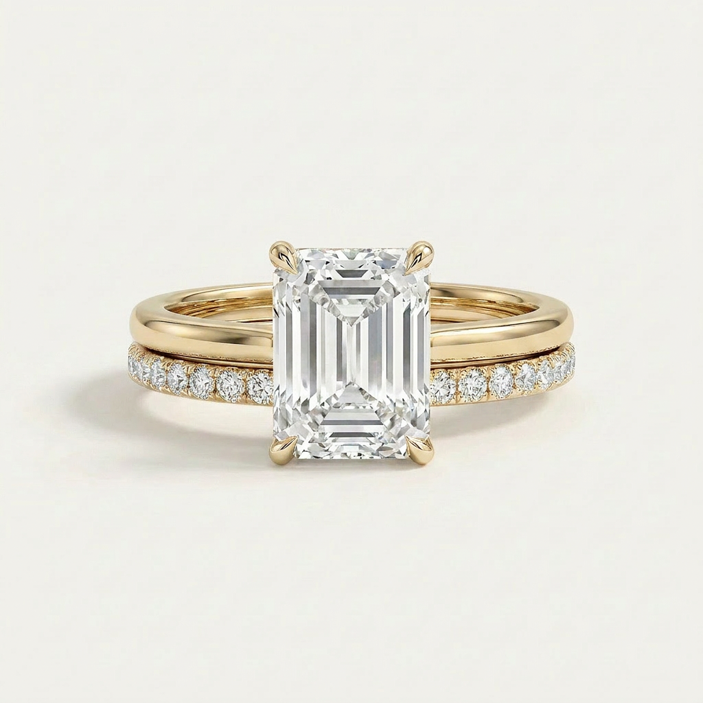 Moissanite 3.10 CT Radiant Cut Diamond Solitaire Ring (V-Moisaanite)