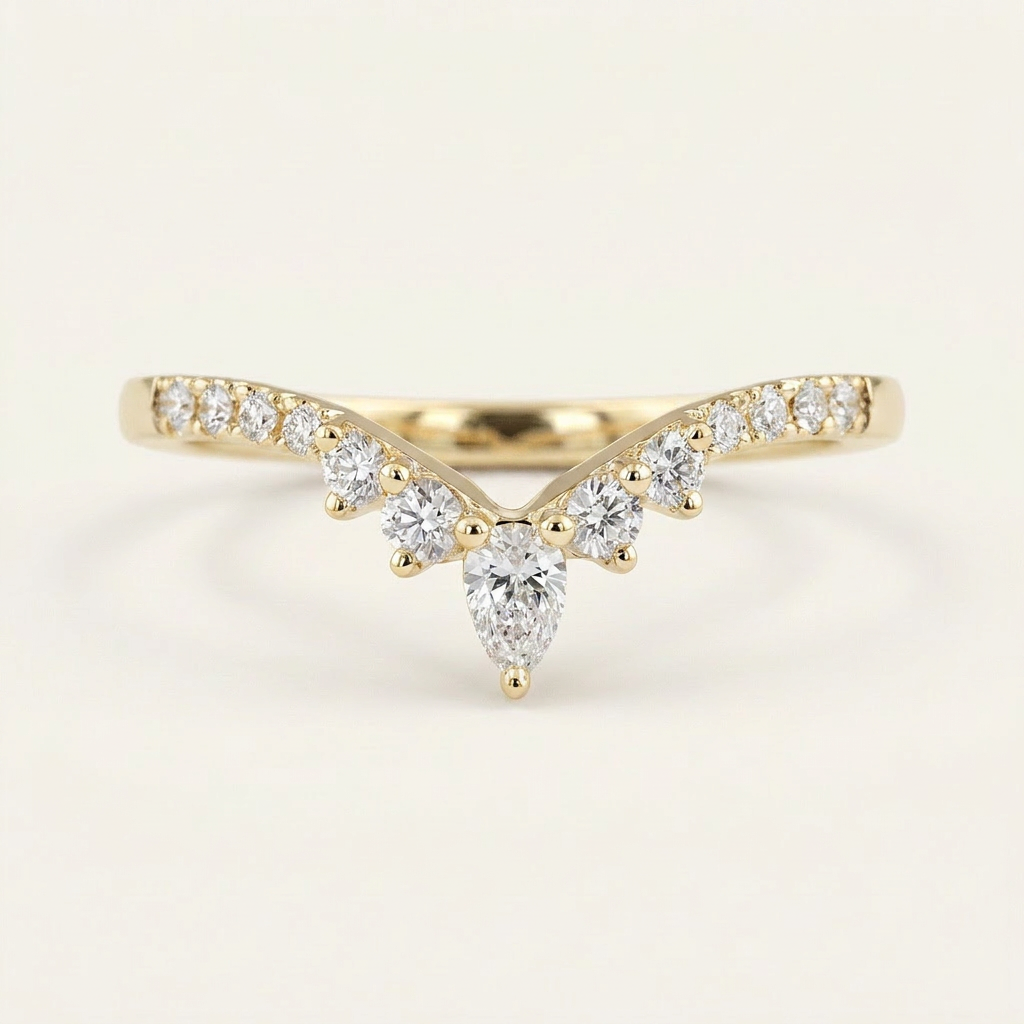 Moissanite 0.32 CT Pear & Round Cut Diamond Ring
