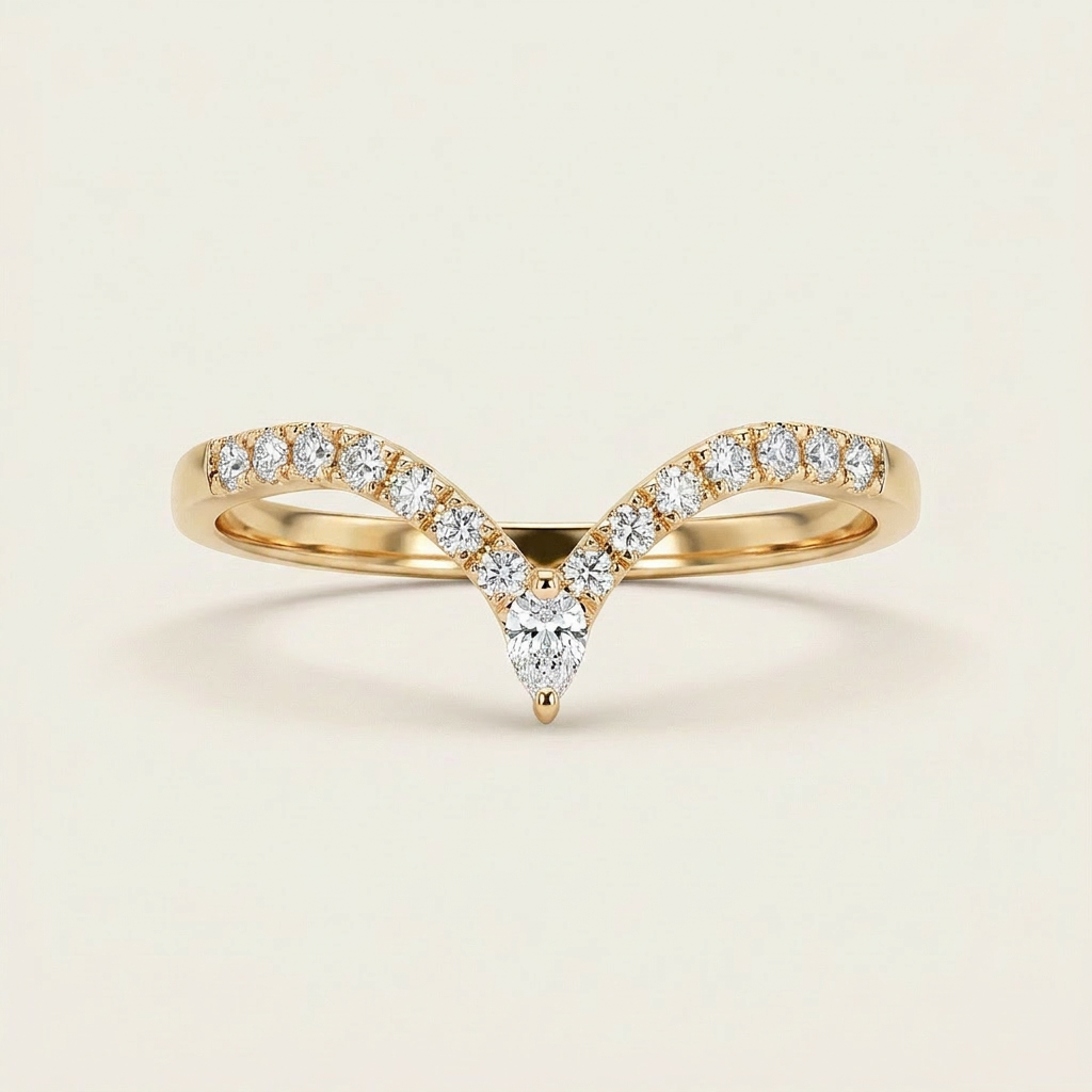 Moissanite 0.22 CT Pear & Round Cut Diamond Ring