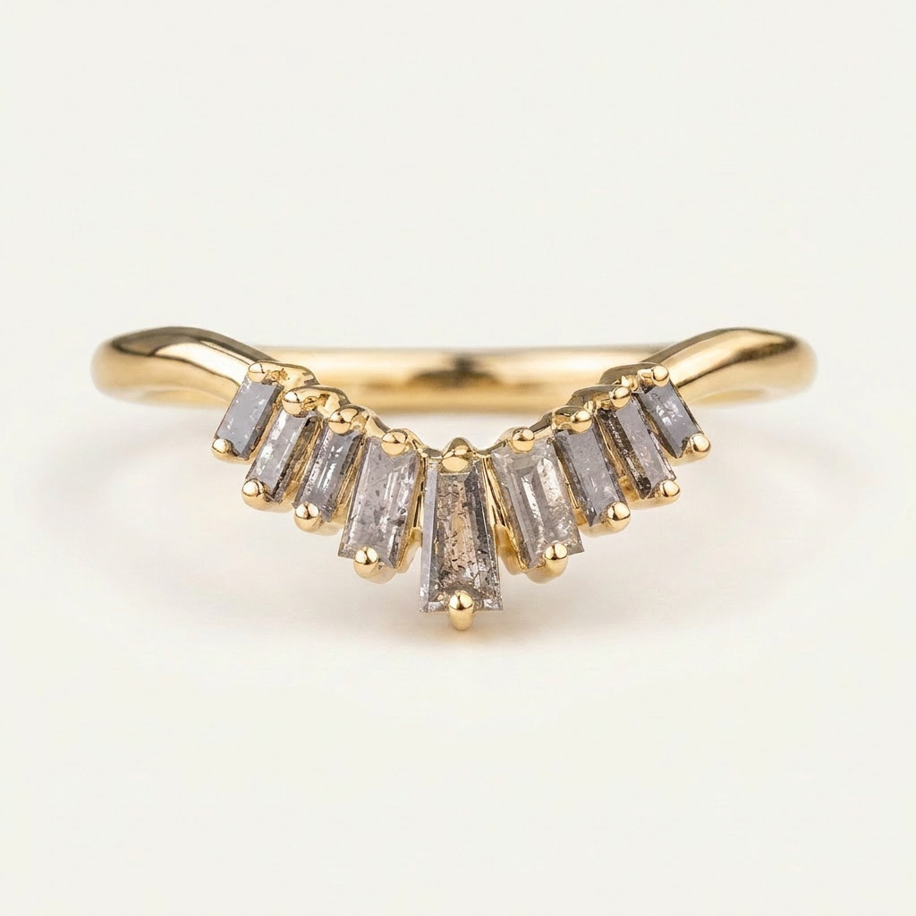 0.30 CT Baguette Cut Salt and Pepper Diamond Band