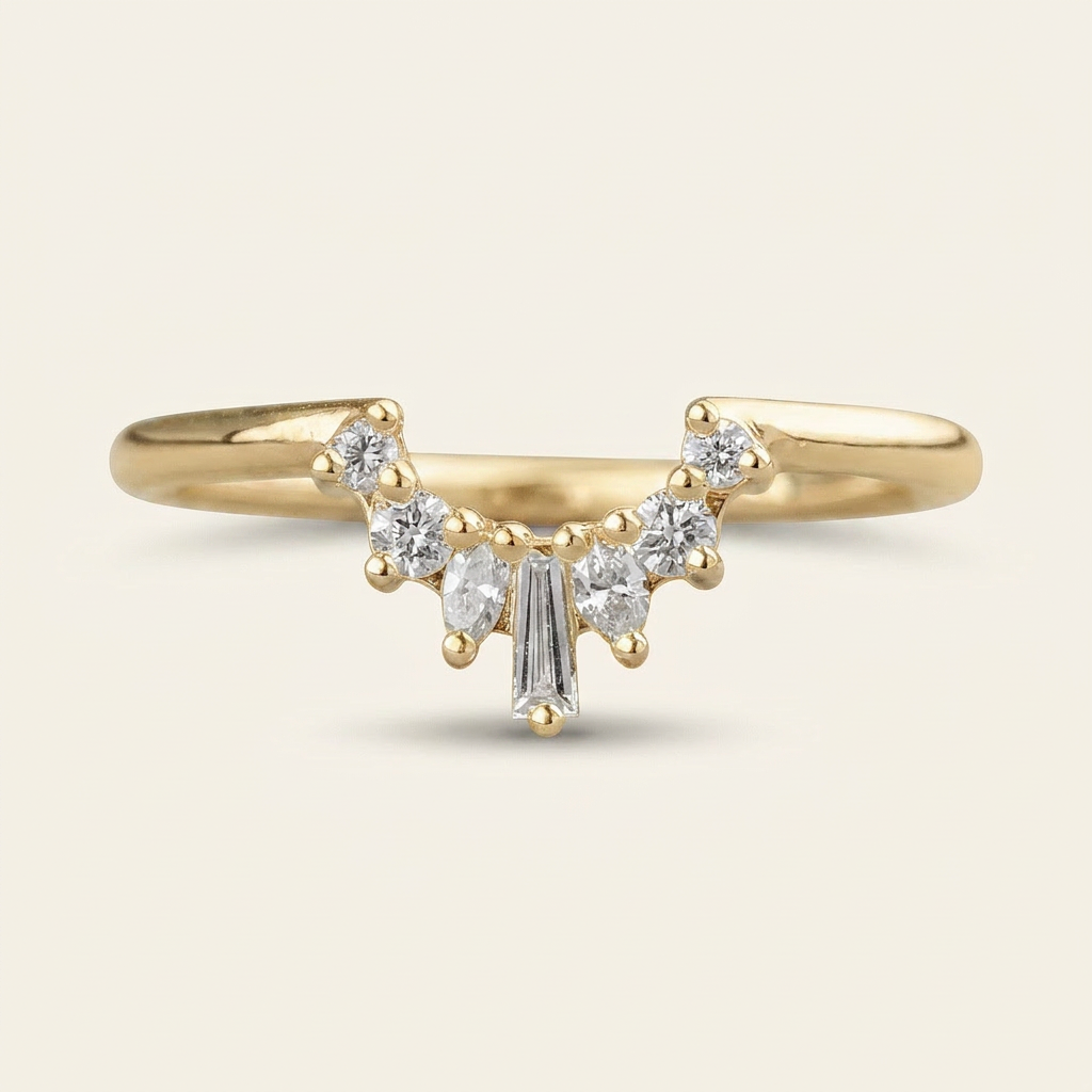 Moissanite 0.26 CT Marquise & Baguette Cut Diamond Ring