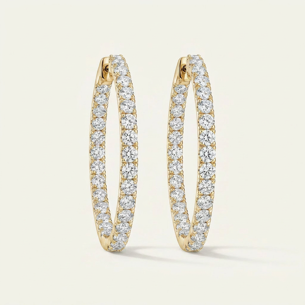 Moissanite 2.66 CT Round Cut Diamond Hoop Earrings