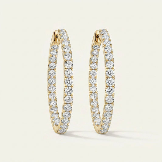Moissanite 2.66 CT Round Cut Diamond Hoop Earrings