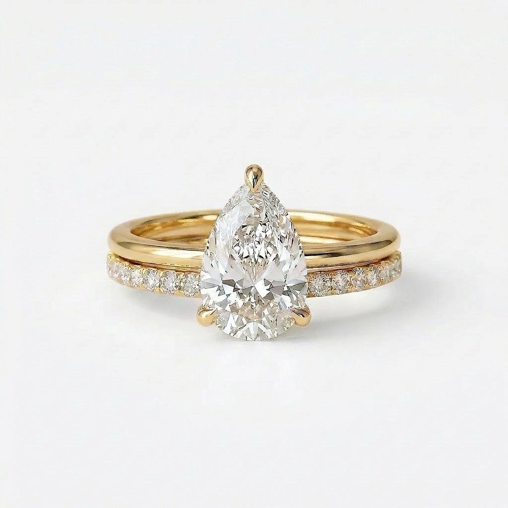 Moissanite 1.90 CT Pear Cut Diamond Solitaire Ring