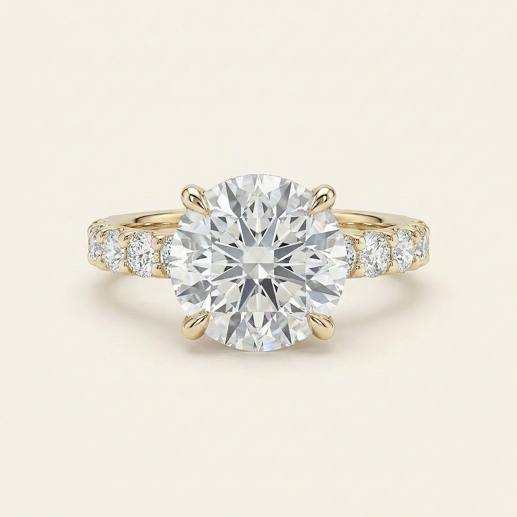 Moissanite 3.60 CT Round Cut Diamond Solitaire Ring