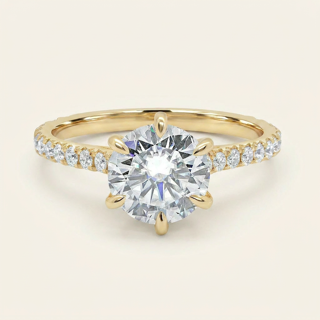 Moissanite 1.35 CT Round Cut Diamond Solitaire Ring