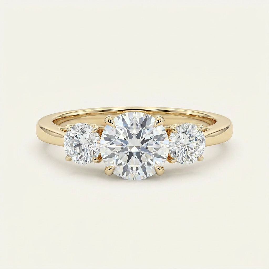 Moissanite 1.69 CT Round Cut Diamond Three Stone Ring