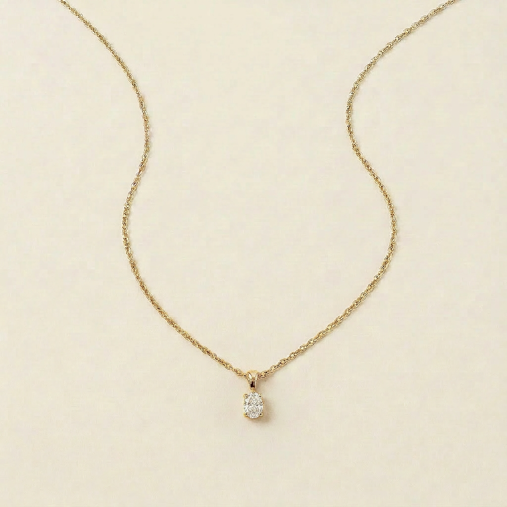 Moissanite 0.25 CT Oval Cut Diamond Solitaire Necklace (V2)