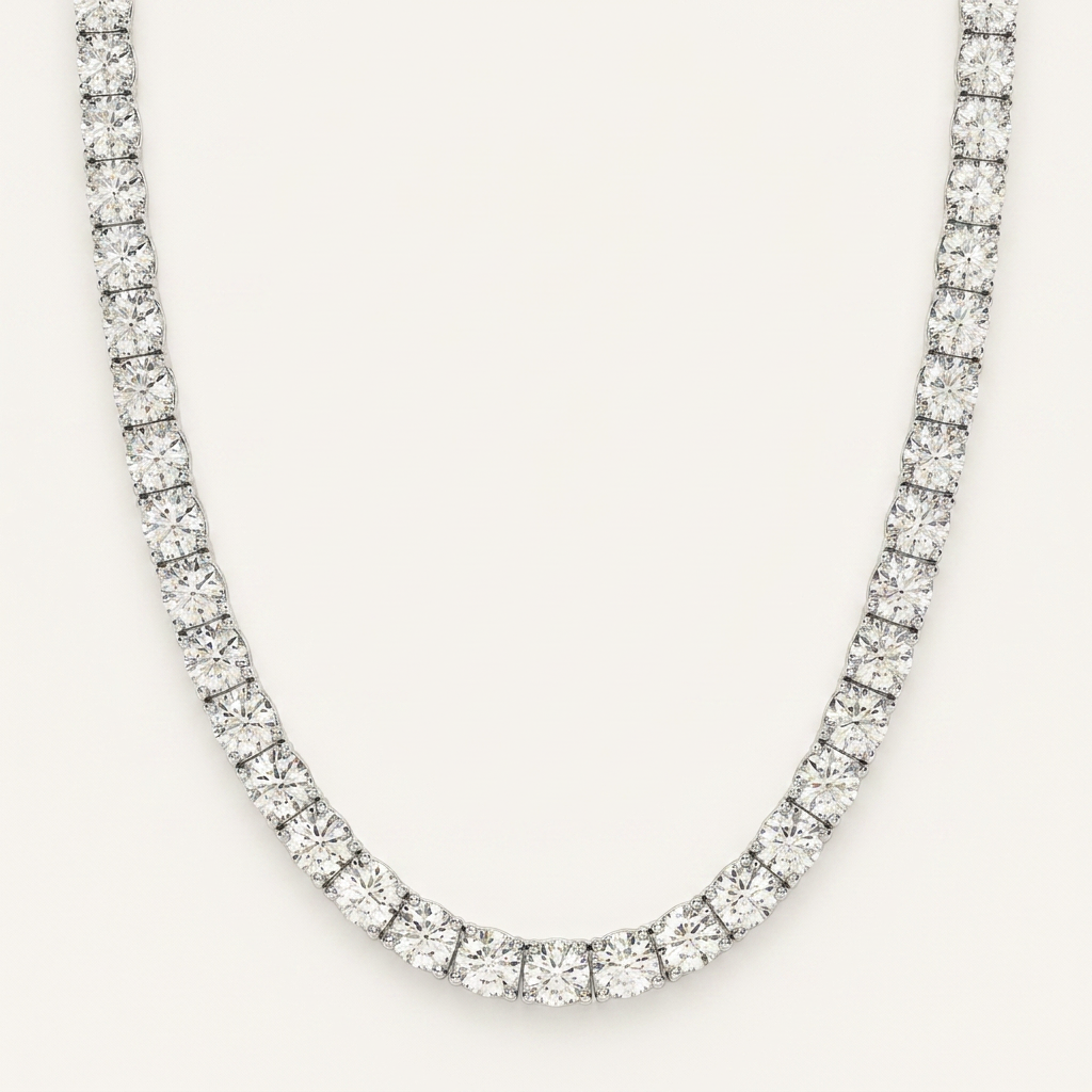 Moissanite 48.00 CT Round Cut Diamond Tennis Necklace