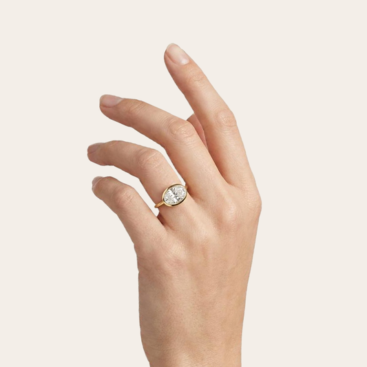 Moissanite 1.85 CT East-West Oval Cut Diamond Solitaire Ring