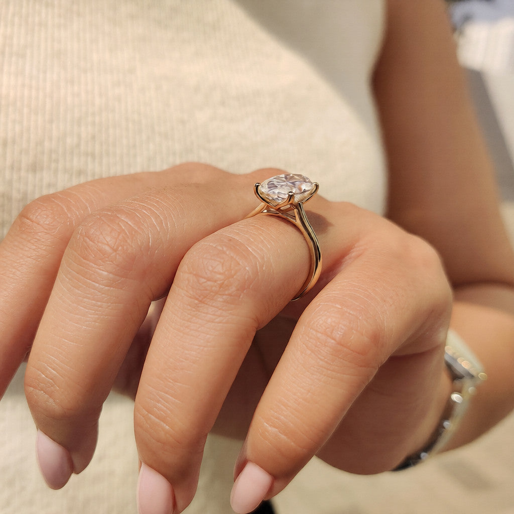 Moissanite 4.15 CT Oval Cut Diamond Solitaire Engagement Ring | Promise Ring