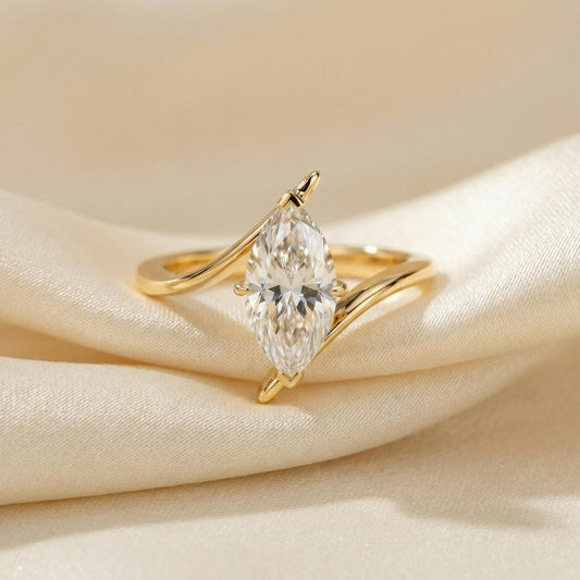 Moissanite 3.00 CT Marquise Cut Diamond Solitaire Engagement Ring