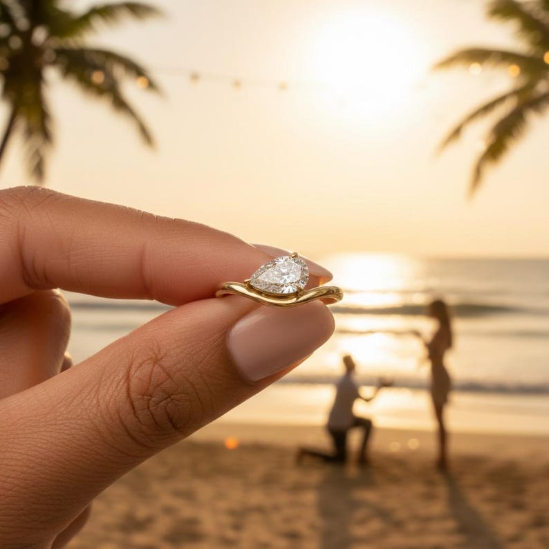 Lab Grown Diamond 3.00 CT Pear Cut Solitaire Engagement | Promise Ring