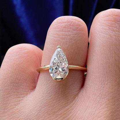 Moissanite 2.50 CT Pear Cut Diamond Solitaire Engagement Ring