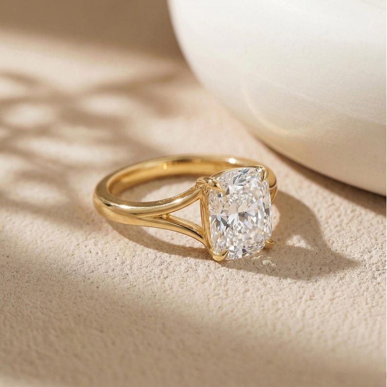 Moissanite 3.00CT Cushion Cut Diamond Solitaire Engagement Ring | Promise Ring