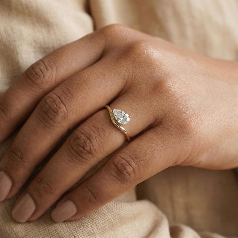 Lab Grown Diamond 3.00 CT Pear Cut Solitaire Engagement | Promise Ring